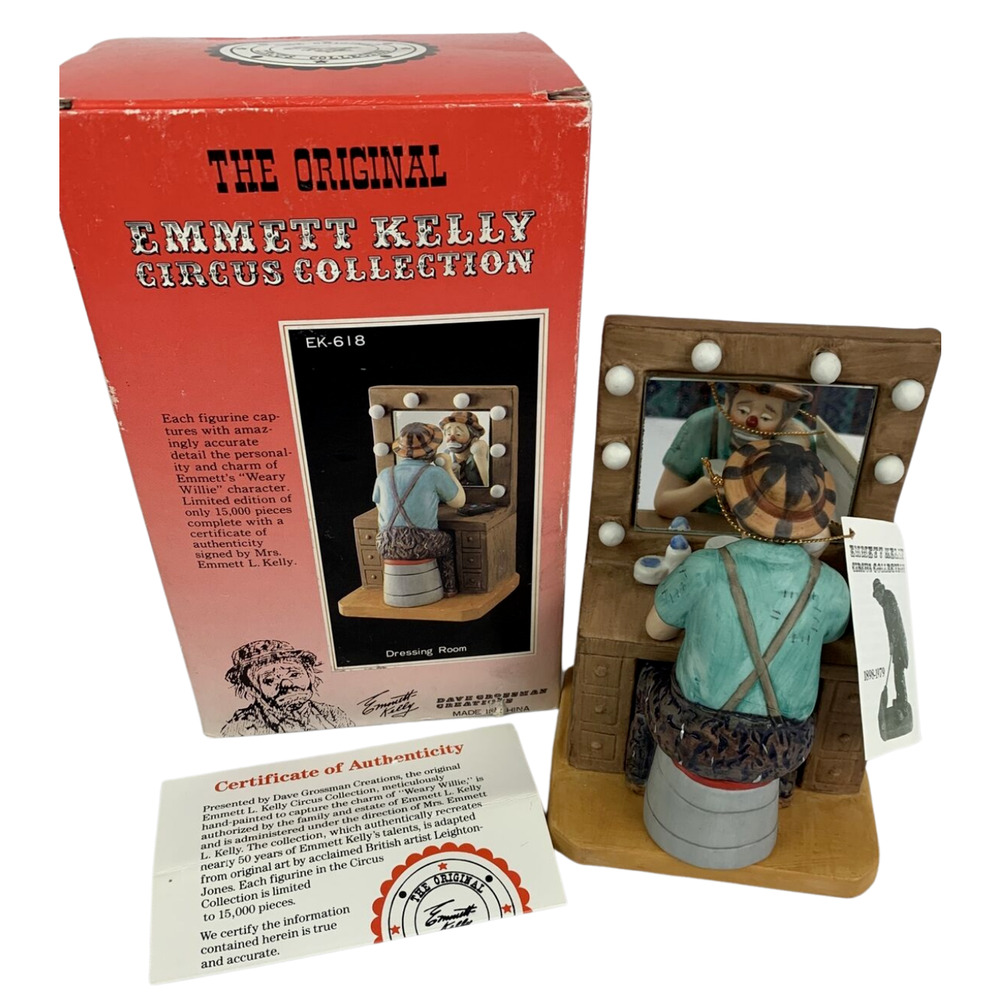 Emmett Kelly EK-618 Dave Gross Handpainted Figurine "Dressing Room" COA